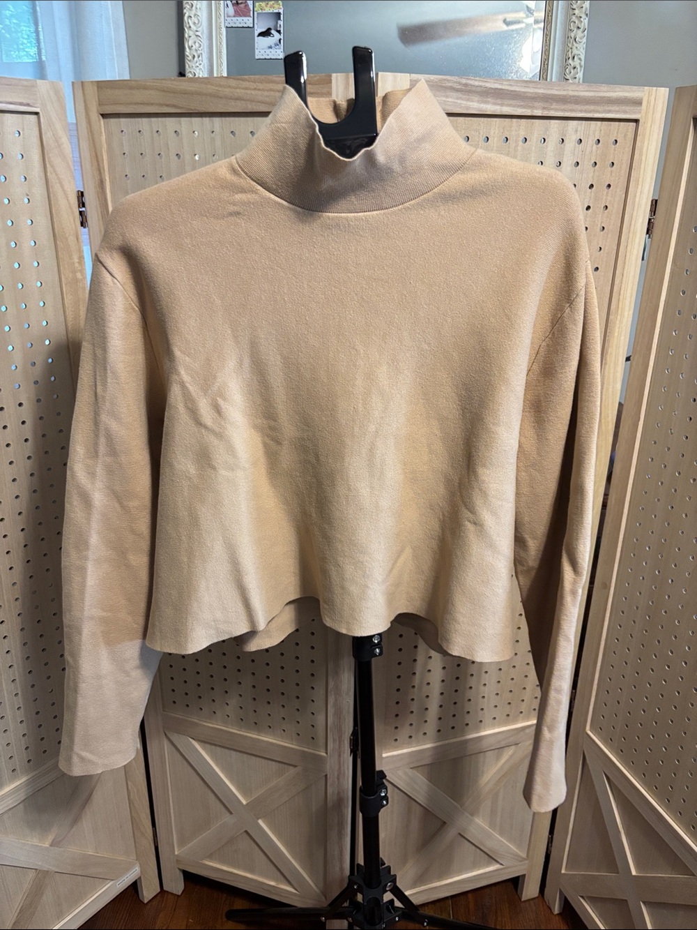 Tuckernuck Beige Cropped boxy Turtleneck Sweater